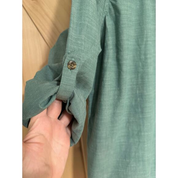 L.L. Bean | NWOT Women's Light Teal Cotton Button Up Long Sleeve Shirt | Size L - Picture 3 of 12